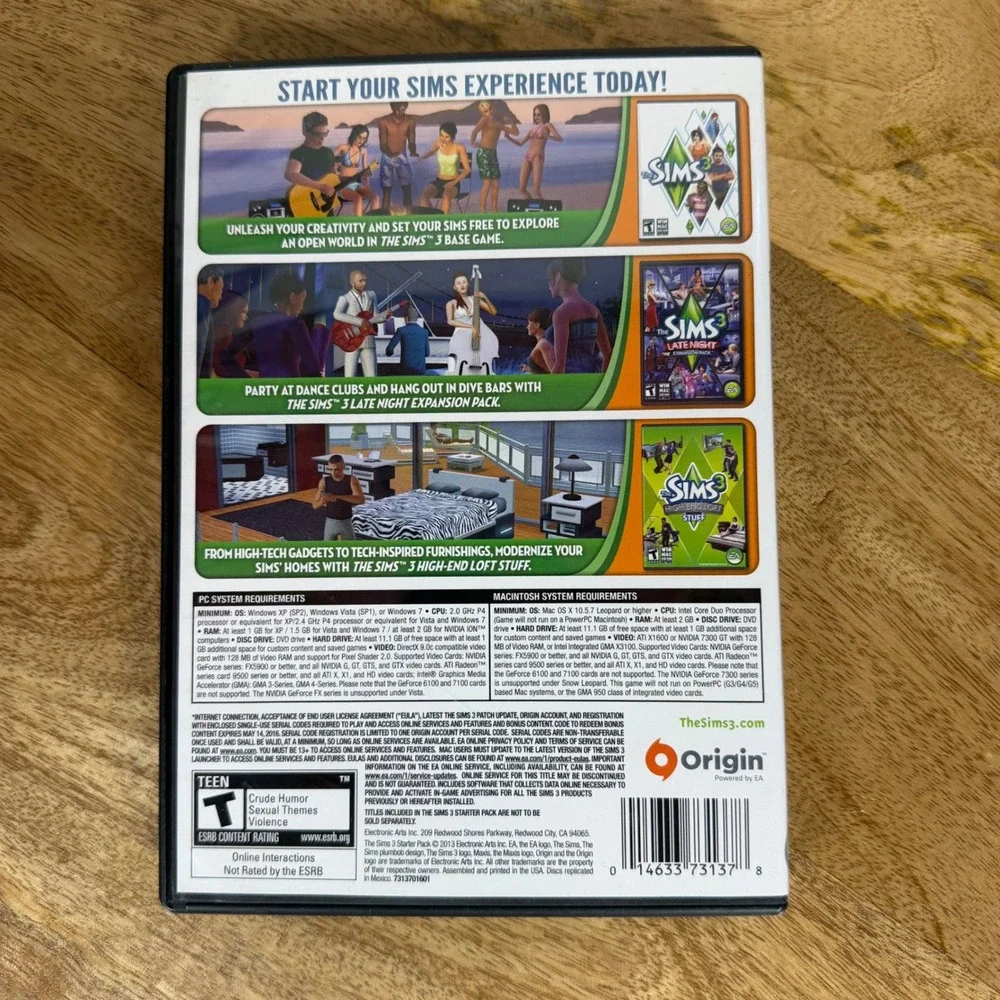 The Sims 3 Starter Pack PC Mac 3 Games in 1 Late Night High-End Loft Stuff DVD